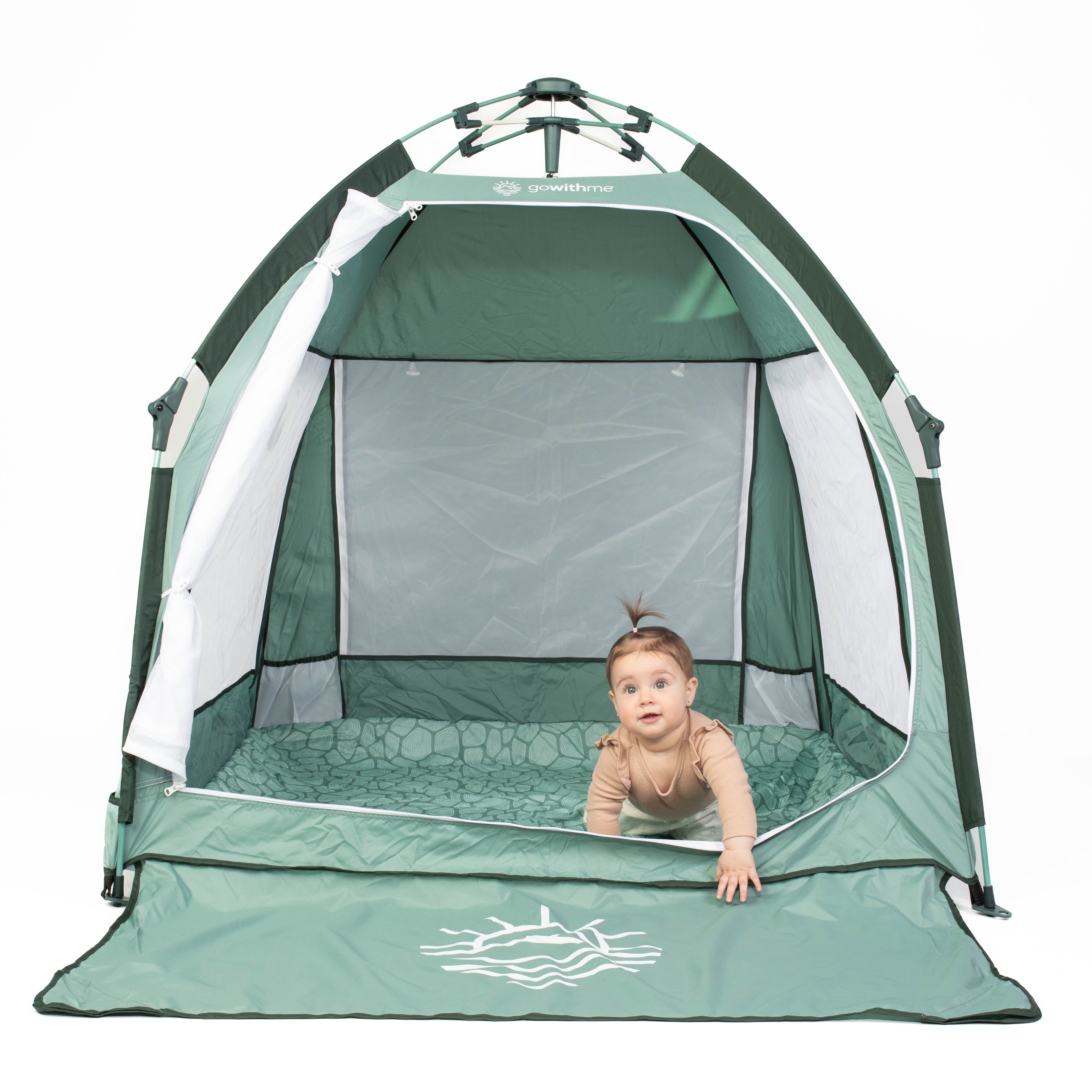 Go With Me Villa Portable Tent Playard Garden Green Baby Delight