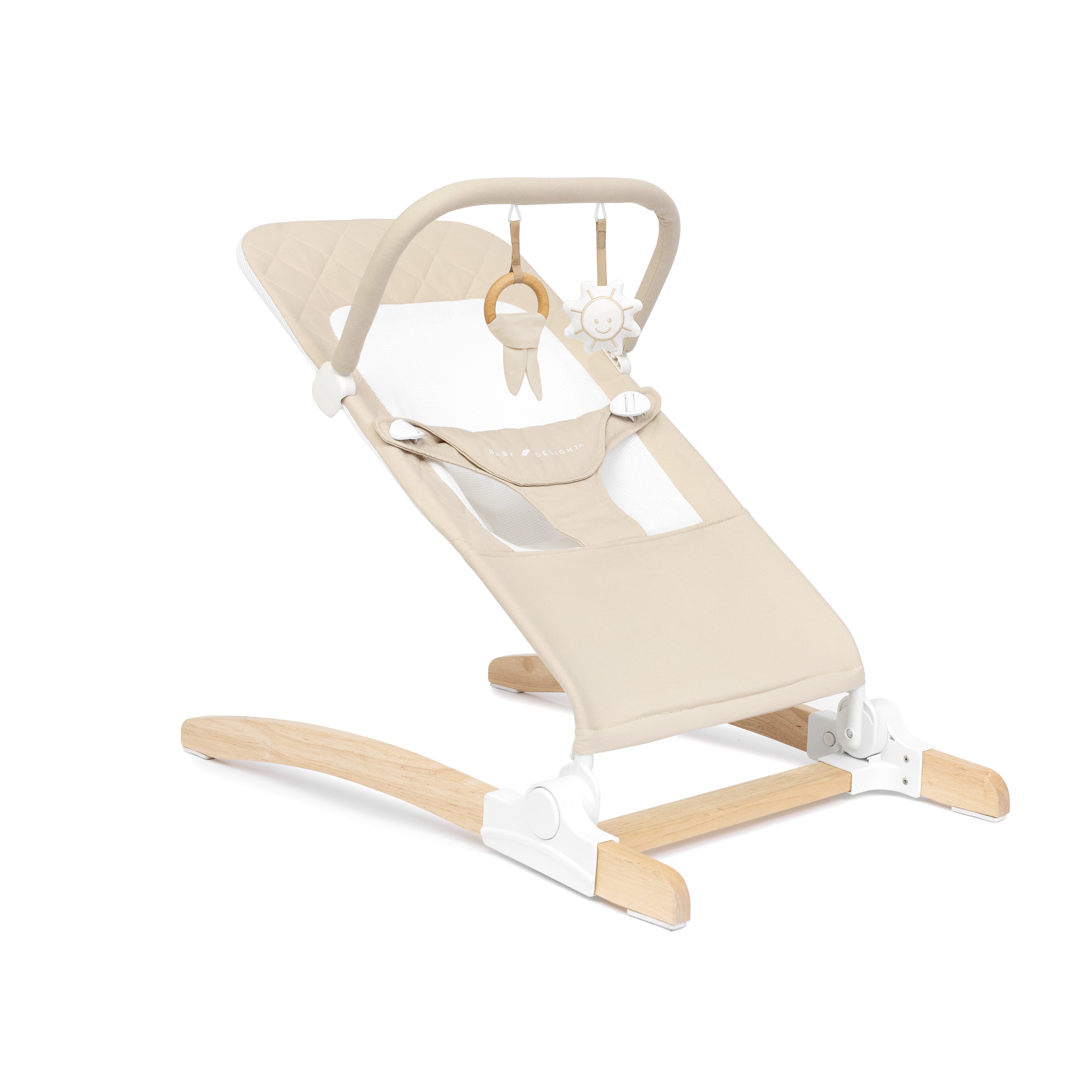 Heirloom Aspen Wood Bouncer Organic Oat Baby Delight