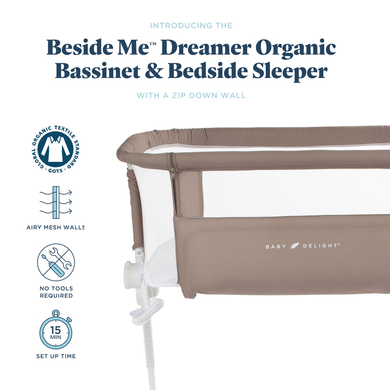 Beside Me™ Dreamer Organic Bassinet & Bedside Sleeper - Organic Mocha