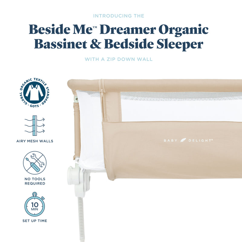 Beside Me™ Dreamer Organic Bassinet & Bedside Sleeper - Organic Oat