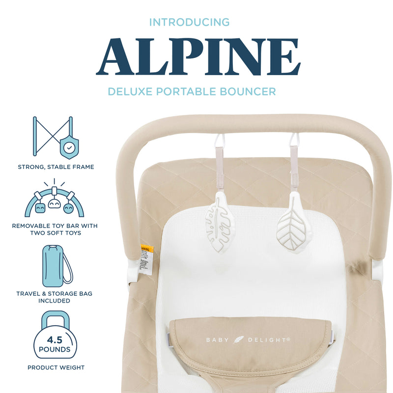 Alpine Organic Deluxe Portable Bouncer - Organic Oat