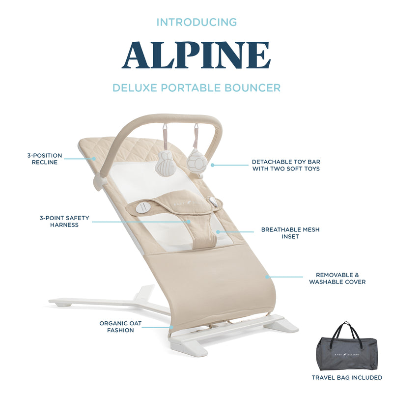 Alpine Organic Deluxe Portable Bouncer - Organic Oat