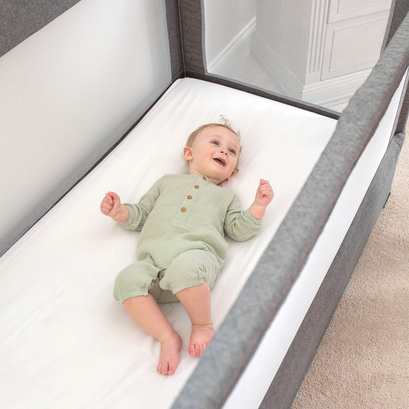 Lunaire Full Size Mesh Crib and Playard - Charcoal Tweed