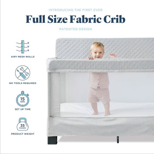 Lunaire Full Size Mesh Crib and Playard - Pebble Grey